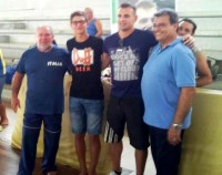 Spinosa con il maestro Baglivo, l'olimpico Molfetta e il presidente Fontana.