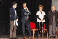 Nella foto, la scrittrice grottagliese Maddalena Costa, Primo Premio Narrativa inedita, salutata dal prof. Scardicchio e dal Sindaco di Mesagne.-