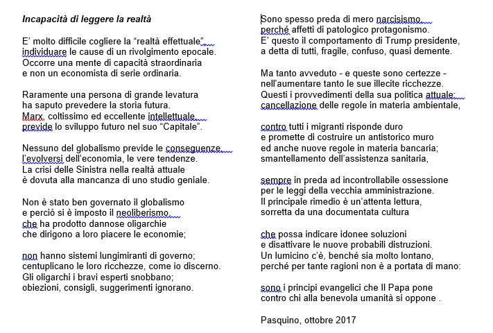 Incapacità di leggere la realtà