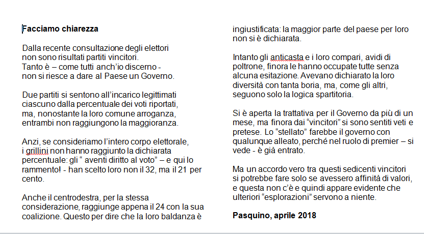 facciamo chiarezza