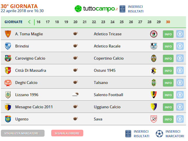 oggi in campo