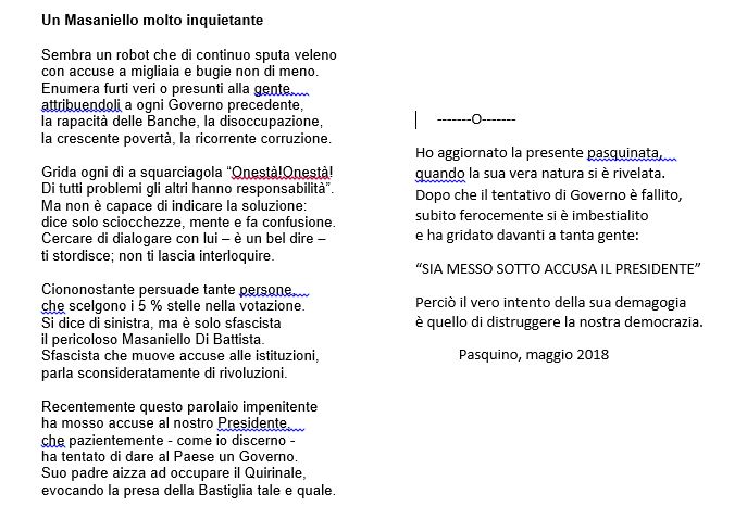 Un masaniello molto inquietante